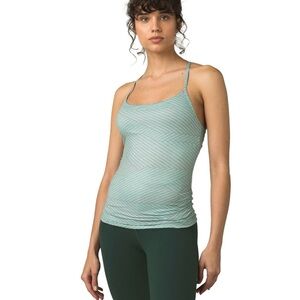 Prana Green Ribbed Fitted Yoga, Casual Top S